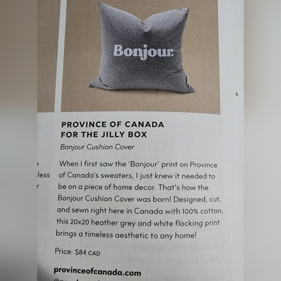 THE JILLY BOX Fall 2022 Jillian Harris Province of Canada Bonjour Cushion Cover - Picture 4 of 5